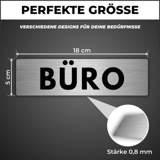 LEIASA | Schild Büro - 5 x 18 cm - Stärke 0,8 mm - Aluminium - Selbstk