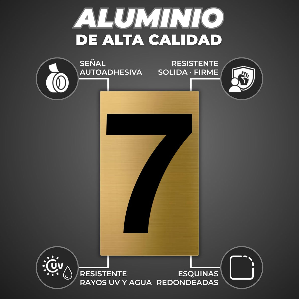LEIASA | Goldene Hausnummer - 6x10 cm - Aluminium - Ziffernschild Tür 