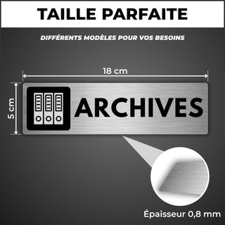 LEIASA | Panneau Archives - 5x18 cm - Aluminium - Pancarte Salle d'Arc