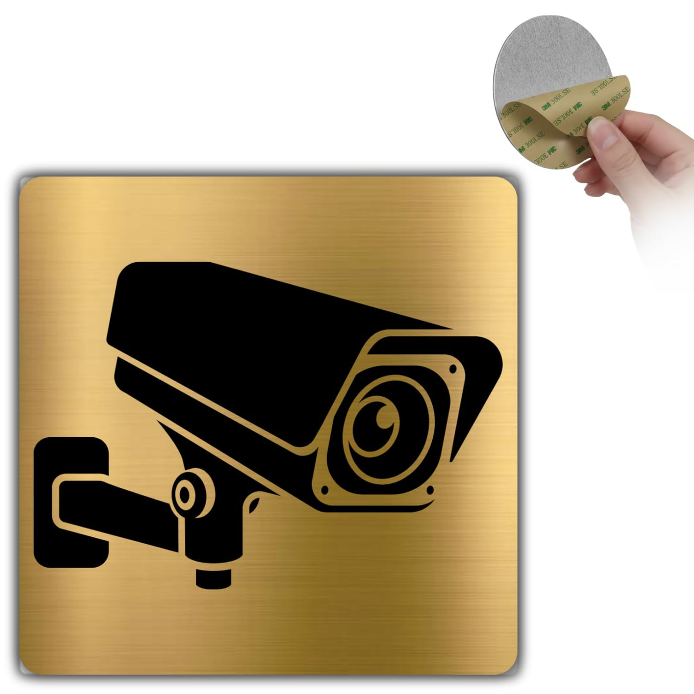 LEIASA | Schild Videoüberwachung - 10x10 cm - Aluminium Gold - Warnsch