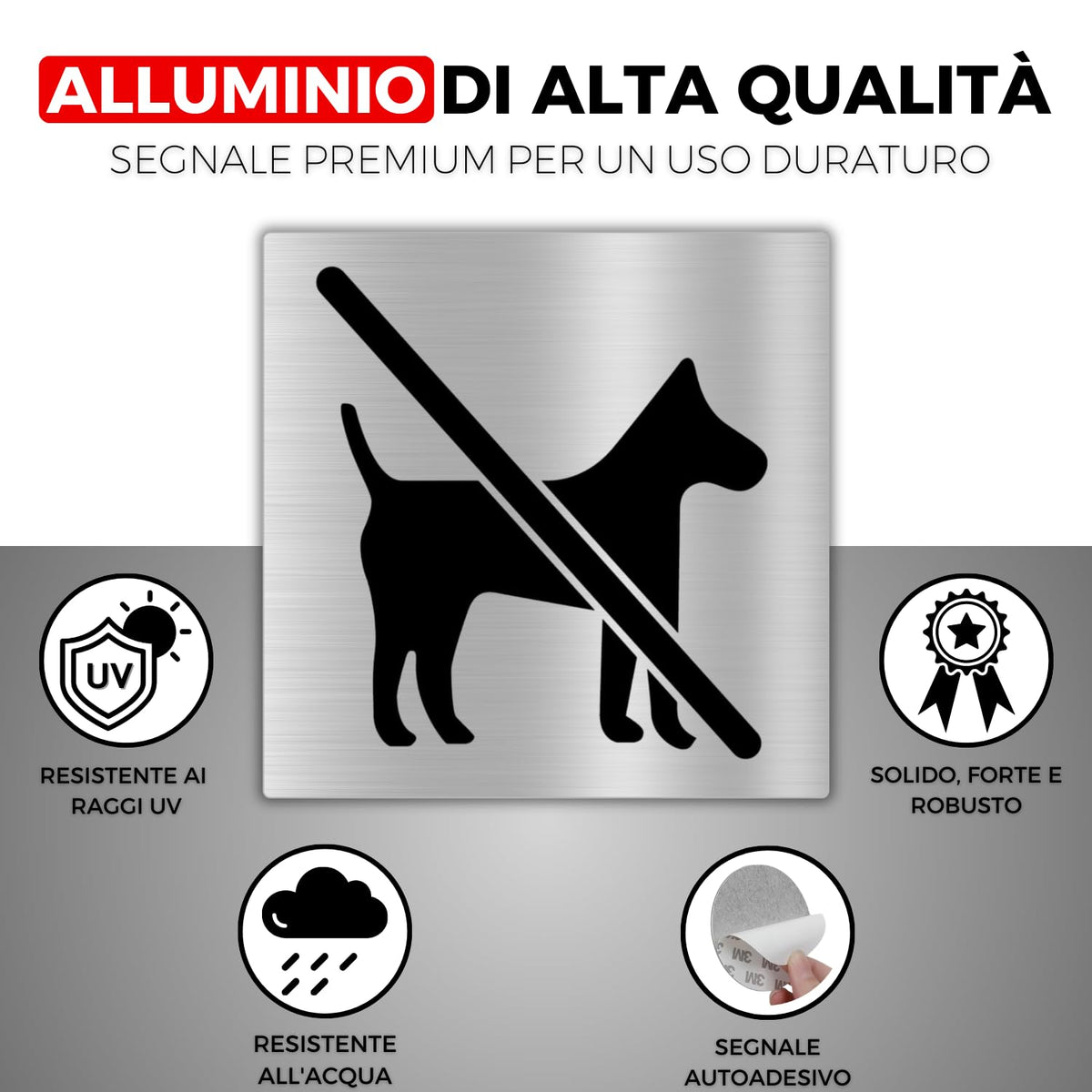LEIASA | Cartello Adesivo Vietato l’Ingresso ai Cani - 10x10 cm - Spes