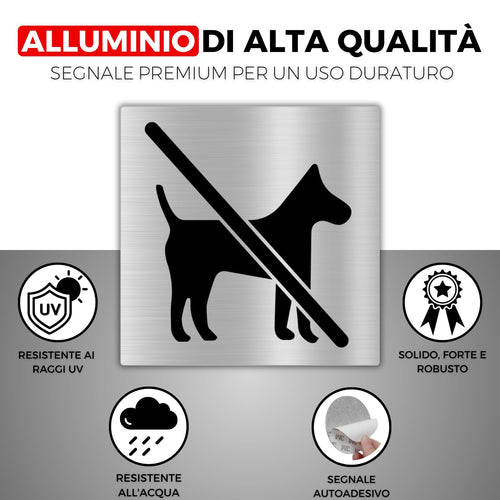 LEIASA | Cartello Adesivo Vietato l’Ingresso ai Cani - 10x10 cm - Spes