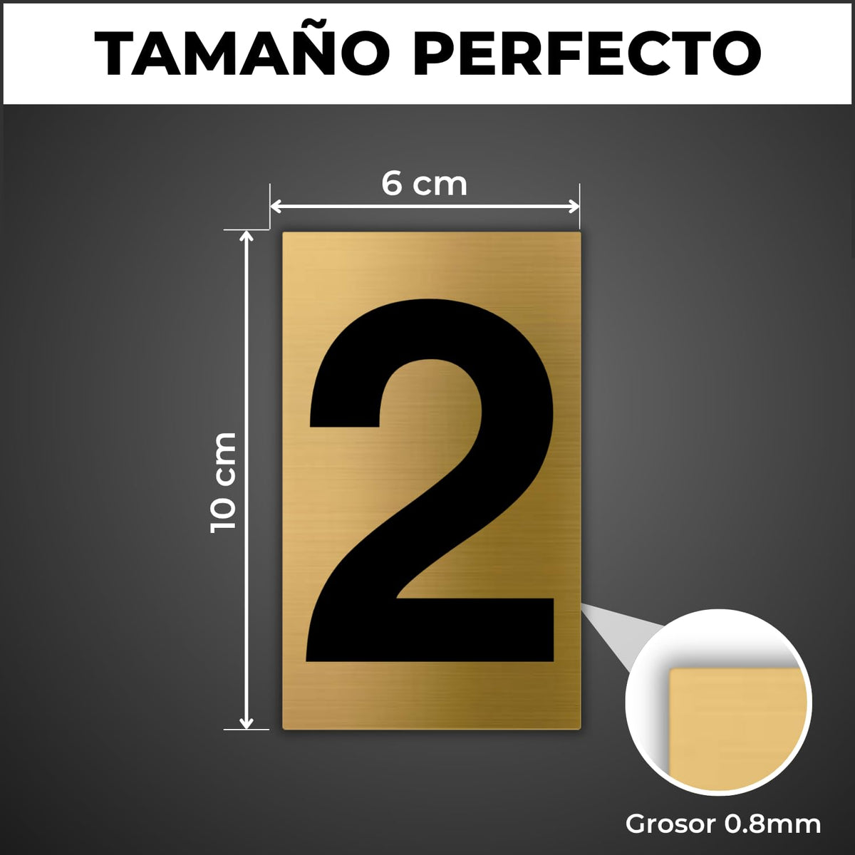 LEIASA | Goldene Hausnummer - 6x10 cm - Aluminium - Ziffernschild Tür 