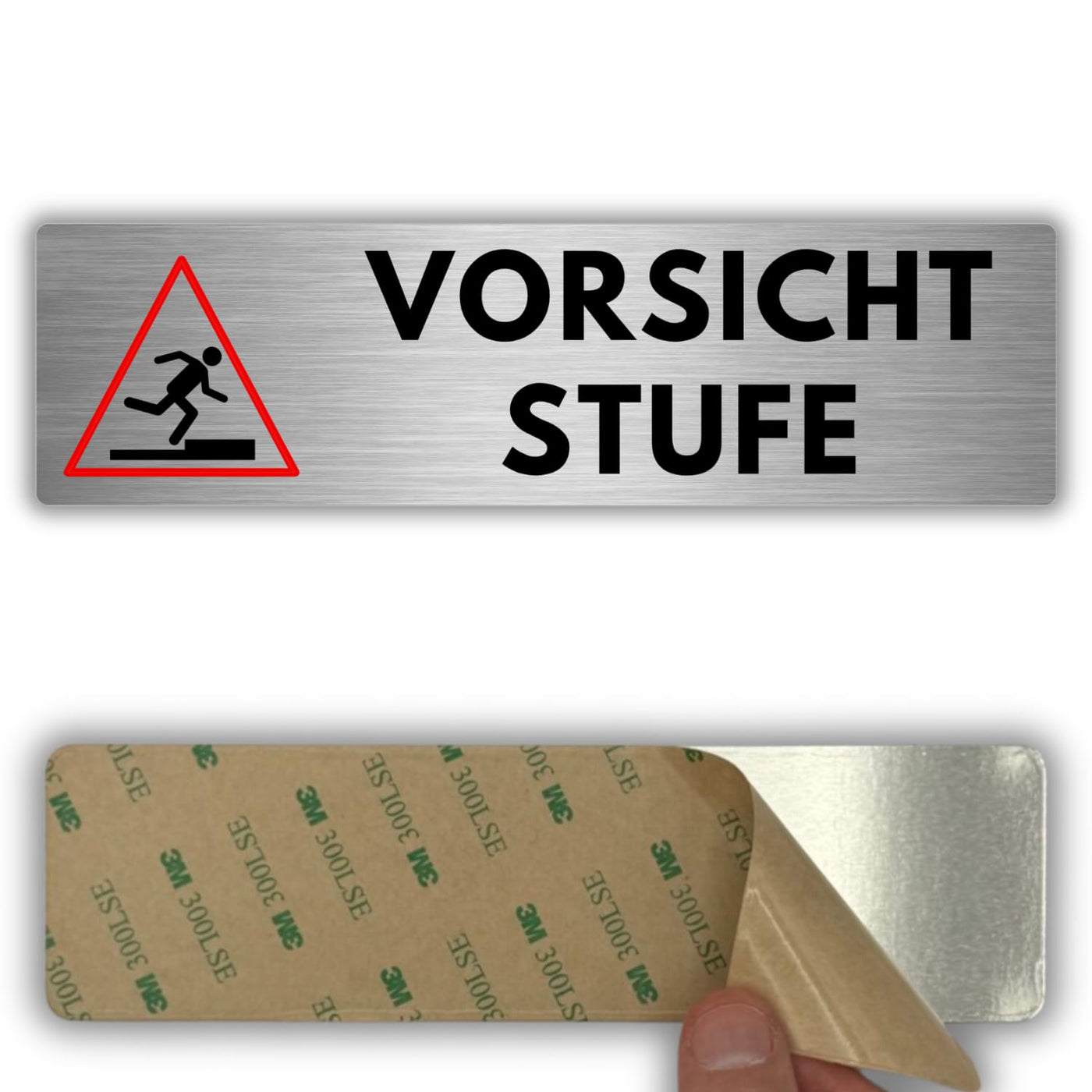 LEIASA | Schild Vorsicht Stufe - 5 x 18 cm - Stärke 0,8 mm - Aluminium
