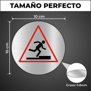 LEIASA | Plaque Attention à la Marche - Ø 100 mm - Aluminium - Pas de 