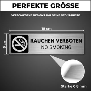 LEIASA | Selbstklebendes Schild Rauchen verboten - 5x18 cm - Aluminium