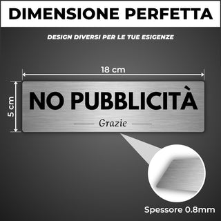LEIASA | Segnale No Pubblicità - 5 x 18 cm - Spessore 0,8 mm - Allumin
