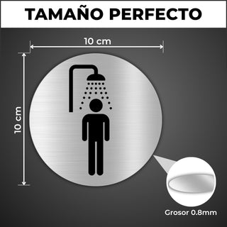 Türschild Dusche Herren rund Aluminium Ø 10 cm | LEIASA