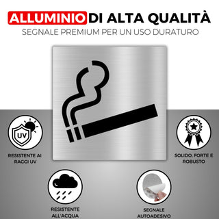 LEIASA | Cartello Adesivo Area Fumatori - 10x10 cm - Spessore 0,8 mm -