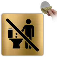 LEIASA | Bitte nichts in die Toilette werfen Schild - 10x10 cm - Aluminium Gold - Keine Feuchttücher WC Aufkleber - Goldfarben - Quadratisch - Edel - Robust - Grosor 0.8mm - (Nicht Toilette)