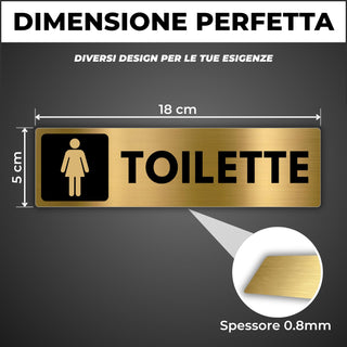 LEIASA | Segnale Bagno Donna - 5x18 cm - Alluminio - Cartello Servizi 