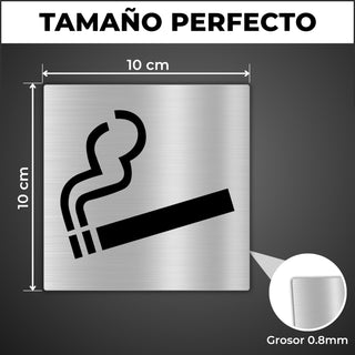 LEIASA | Panneau Zone Fumeurs - 10x10 cm - Aluminium - Plaque Espace F