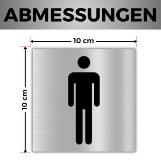 LEIASA | Selbstklebendes Herren WC Schild - 10x10 cm - 0,8 mm Dicke - 