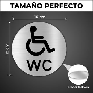 LEIASA | Cartello Bagno Disabili - 5x18 cm - Alluminio - Targa WC Acce