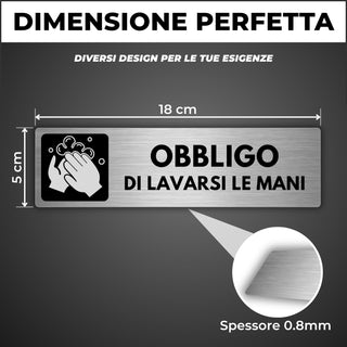 LEIASA | Segnale Obbligatorio Lavarsi le Mani - 5x18 cm - Alluminio - 