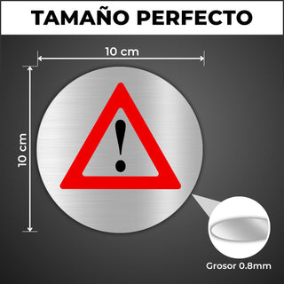 LEIASA | Panneau d'Avertissement - Ø 10 cm - Aluminium - Attention Pru