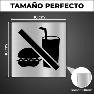 LEIASA | Segnale Vietato Mangiare e Bere - 10x10 cm - Alluminio - Cart