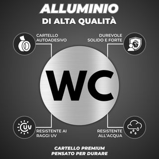LEIASA | Segnale adesivo WC - Diametro Ø 100 mm - Spessore 0,8 mm - Al