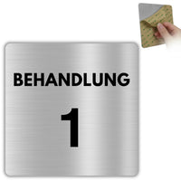 LEIASA | Schild Behandlung - 12x12 cm - Aluminium - Türschild Behandlungsraum - Hinweisschild Arztpraxis - Symbol Therapie - Behandlungszimmer - 3M Selbstklebend - Dicke 0,8 mm (Behandlung 1)