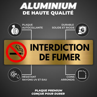 LEIASA | Panneau Interdiction de Fumer - 5x18 cm - Aluminium - Non Fum