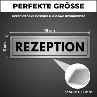LEIASA | Schild Rezeption - 5 x 18 cm - Stärke 0,8 mm - Aluminium - Se