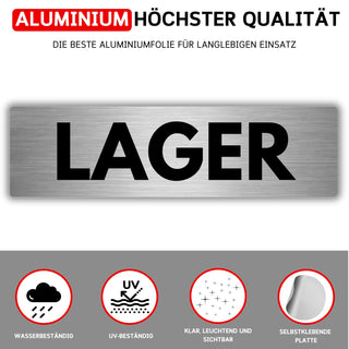 LEIASA | Selbstklebendes Lager-Schild - 5x18 cm - Dicke 0,8 mm - Alumi
