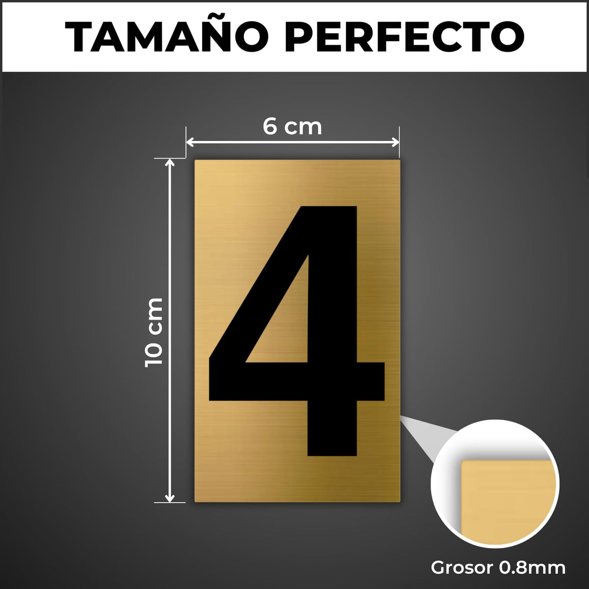 LEIASA | Goldene Hausnummer - 6x10 cm - Aluminium - Ziffernschild Tür 