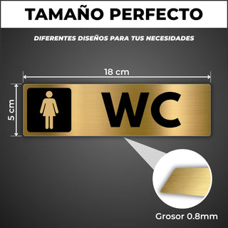 LEIASA | Panneau Toilettes Femmes - 5x18 cm - Aluminium - Panneau WC -