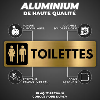 LEIASA | Panneau Toilettes Mixtes - 5x18 cm - Aluminium - WC Hommes Fe