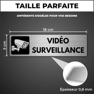 LEIASA | Panneau Adhésif Zone Sous Vidéosurveillance - 5x18 cm - Épais