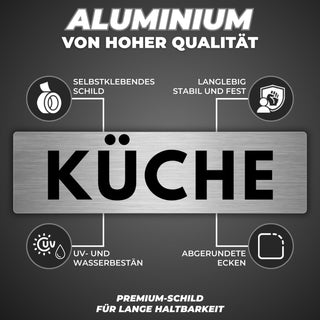 LEIASA | Schild Küche - 5 x 18 cm - Stärke 0,8 mm - Aluminium - Selbst