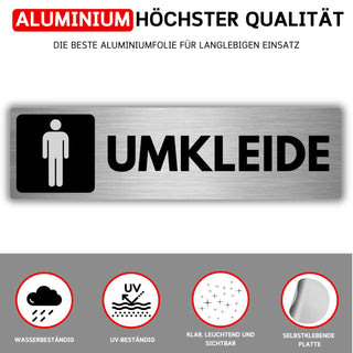 LEIASA | Selbstklebendes Schild Herren-Umkleide - 5x18 cm - Dicke 0,8 