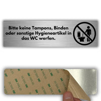 LEIASA | Schild Nicht in die Toilette Werfen - 5x18 cm - Aluminium - Hinweisschild Keine Hygieneartikel - Aufkleber WC Nur Toilettenpapier - Türschild Abfall - Dicke 0,8 mm - (Nicht Toilette Werfen)
