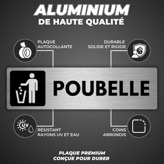 LEIASA | Plaque Poubelle - 5x18 cm - Épaisseur 0,8 mm - Aluminium - Pa