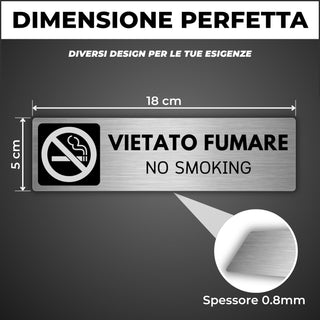 LEIASA | Cartello Vietato Fumare - 5x18 cm - Spessore 0,8 mm - Allumin