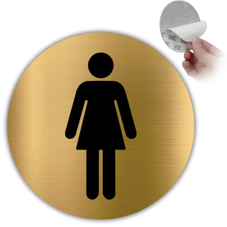 LEIASA | Goldenes Schild WC Damen - Ø 10 cm - Stärke 0,8 mm - Aluminiu