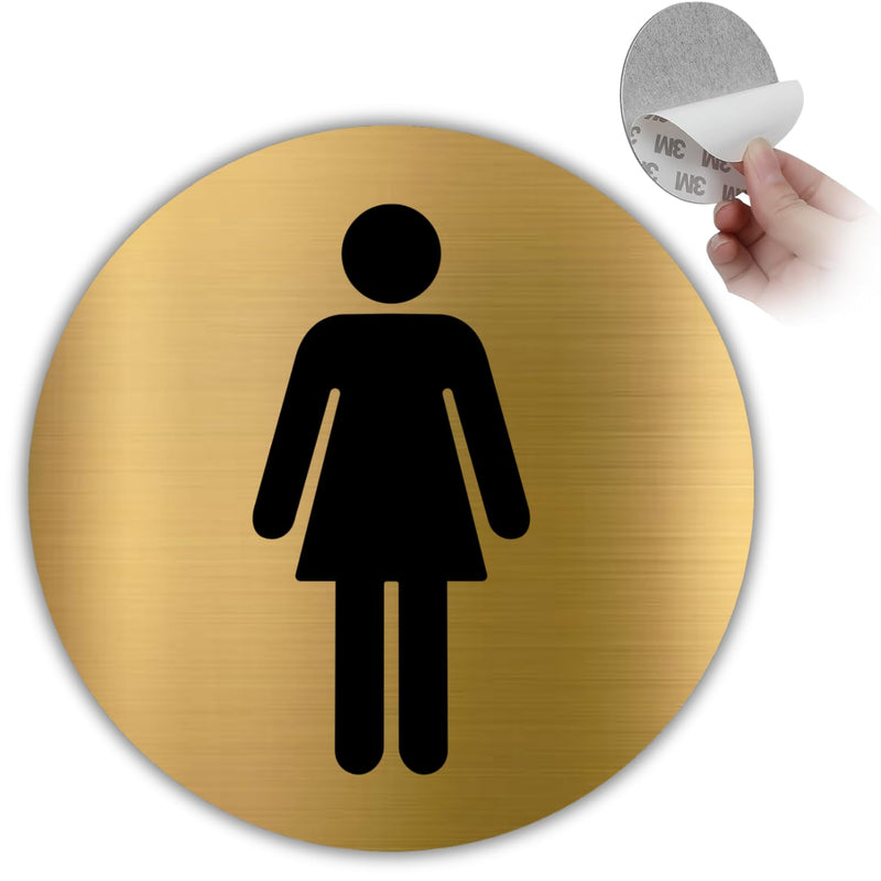 LEIASA | Goldenes Schild WC Damen - Ø 10 cm - Stärke 0,8 mm - Aluminiu