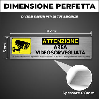 LEIASA | Segnale Adesivo Zona Videovigilata - 5x18 cm - Spessore 0,8 m