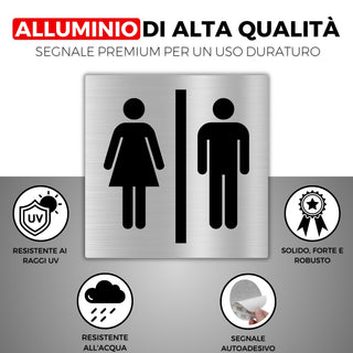 LEIASA | Cartello Adesivo Bagno Unisex - 10x10 cm - Spessore 0,8 mm - 
