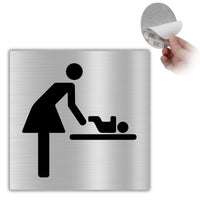 LEIASA | Selbstklebendes Mama und Baby Schild - 10x10 cm - 0,8 mm Dicke - Aluminium - Wickelraum - Stillraum Schild - Bereich für Mütter und Babys (Babywickelraum Schild)