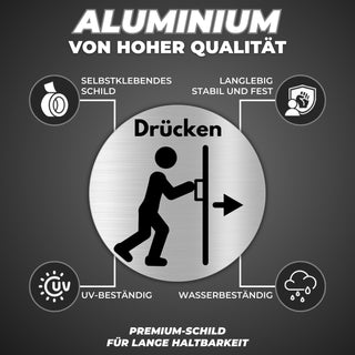 LEIASA | Selbstklebendes Schild Drücken - Dicke 0,6 mm - Durchmesser Ø