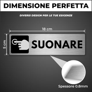 LEIASA | Cartello Suonare Campanello - 5x18 cm - Spessore 0,8 mm - All