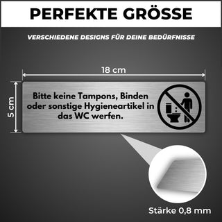 LEIASA | Schild Nicht in die Toilette Werfen - 5x18 cm - Aluminium - H