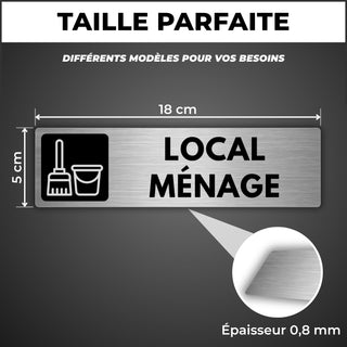 LEIASA | Panneau Local Ménage - 5x18 cm - Aluminium - Pancarte Local d