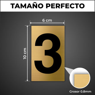 LEIASA | Goldene Hausnummer - 6x10 cm - Aluminium - Ziffernschild Tür 