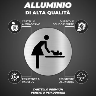 LEIASA | Segnale Adesivo WC Mamma Bebè - Spessore 0,6 mm - Diametro Ø 