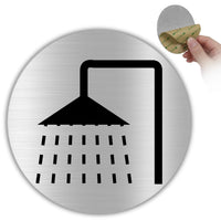 LEIASA | Aufkleber Dusche Schild - Stärke 0,8 mm - Durchmesser Ø 100 mm - Aluminium - Beschilderung - Duschschild - (Dusche)