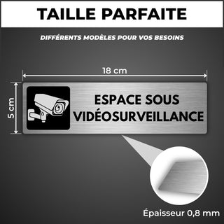 LEIASA | Plaque Espace Sous Vidéosurveillance - 5x18 cm - Épaisseur 0,