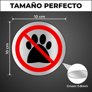 LEIASA | Panneau Accès Interdit aux Animaux - Ø 100 mm - Aluminium - R