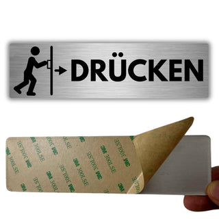 LEIASA | Selbstklebendes Schild Tür Drücken - 5x18 cm - Dicke 0,8 mm -